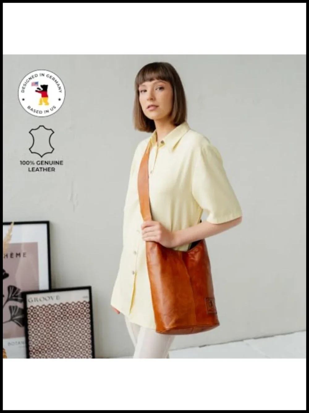 Vintage Genuine Leather Hobo Bag, Crossbody Shoulder Bag with Adjustable Strap